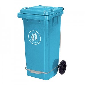 Κάδος πλαστικός 120L τροχήλατος με πεντάλ (μπλε)